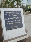 The plaque commemorating the official inauguration of the Kigali Public Library.